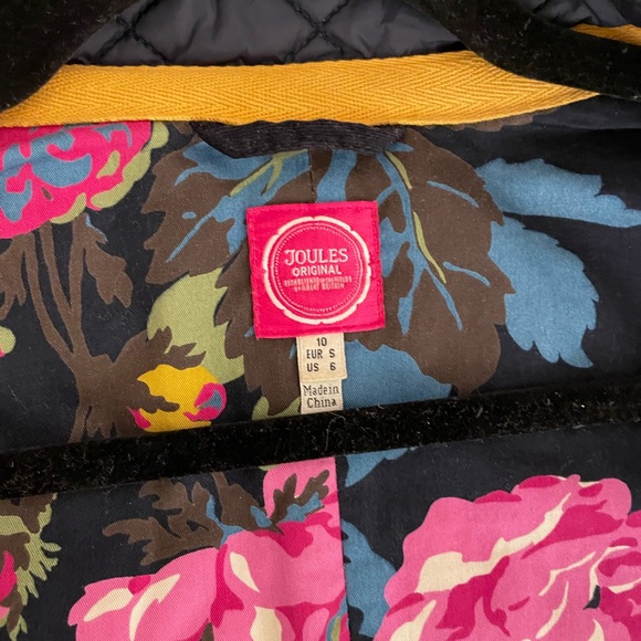 Joules Quilted Navy Jacket with Brown Elbow Patches Size 6 - Picture 9 of 10